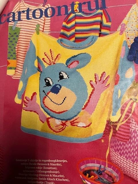 Breipatroon Kleurige Cartoon Beer maat 98 t/m 128, Ophalen of Verzenden, Zo goed als nieuw, Breien, Patroon of Boek