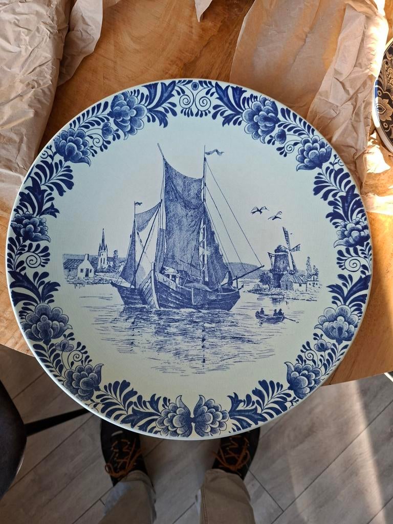 4 delfs blauw wandborden, Ophalen of Verzenden