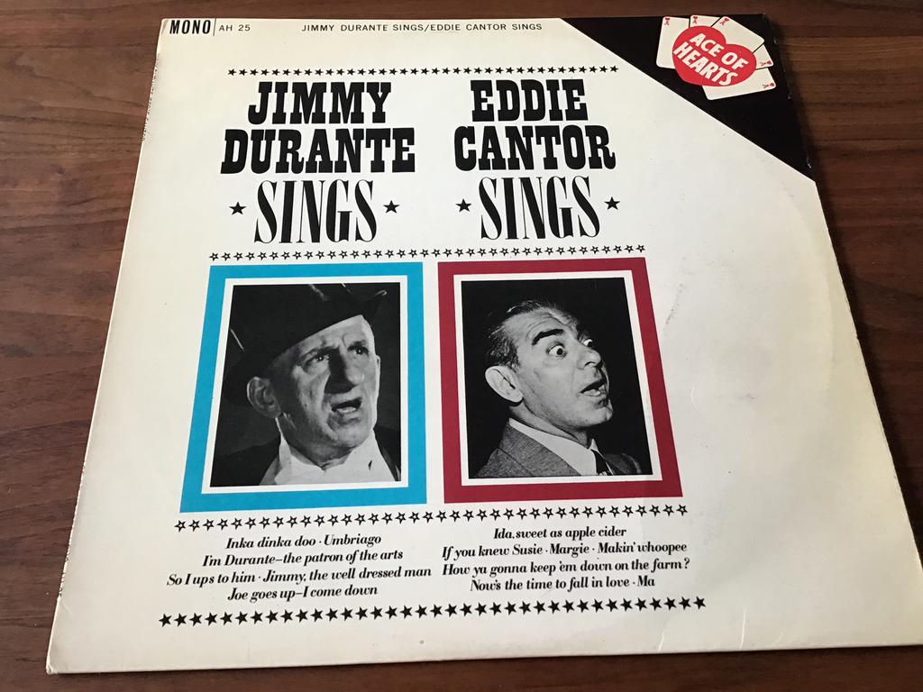 LP 1962, JIMMY DURANTE, EDDIE CANTOR, SINGS, AH-25 MONO, Ophalen of Verzenden, Zo goed als nieuw