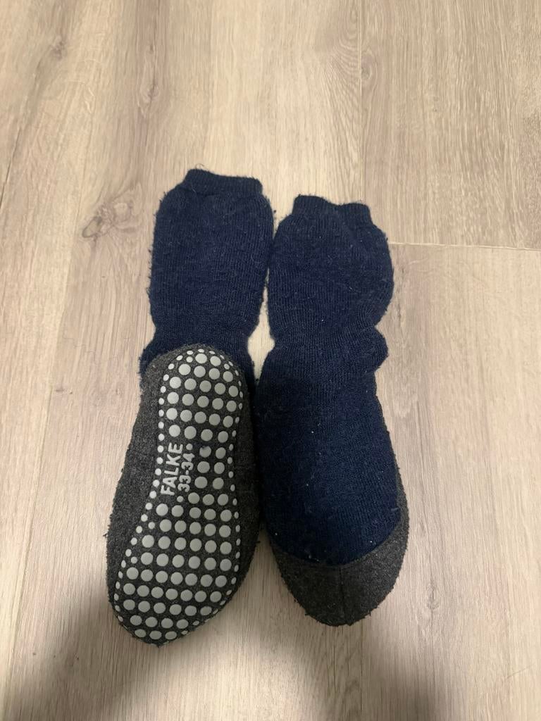 Falke wollen pantoffels maat 33-34 - donkerblauw, Blauw, Overige maten, Zo goed als nieuw, Ophalen