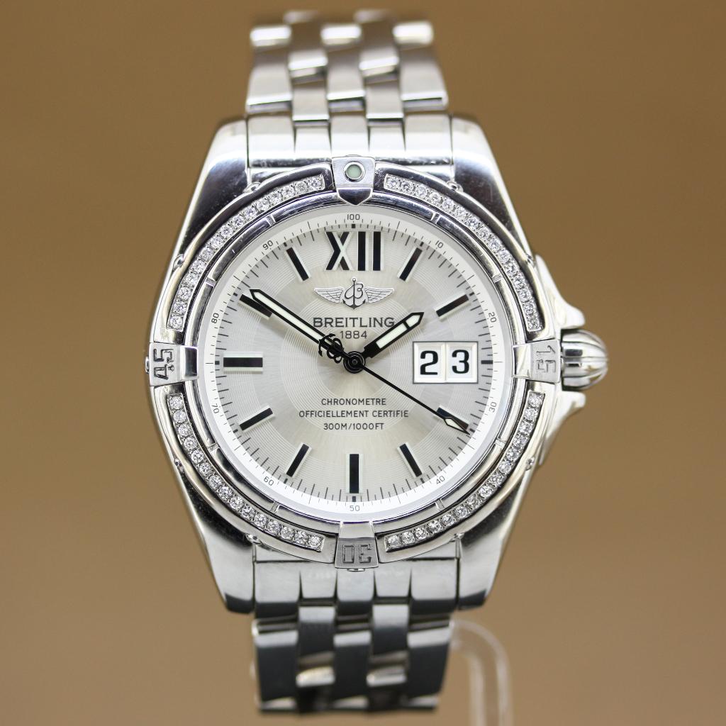 Breitling Galactic 41 Diamonds A49350, Staal, Gebruikt, Staal, Breitling