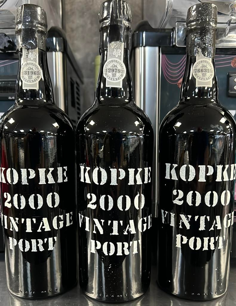 3 flessen Kopke Vintage Port 2000, Verzamelen, Wijnen, Ophalen of Verzenden, Zo goed als nieuw, Vol, Overige gebieden