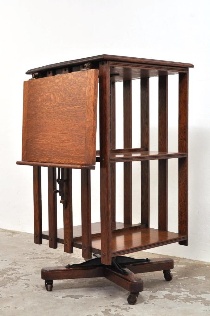 Antieke Engelse eiken boekenmolen boekenkast kast 1880s, Minder dan 50 cm, Gebruikt, Ophalen of Verzenden, Minder dan 100 cm