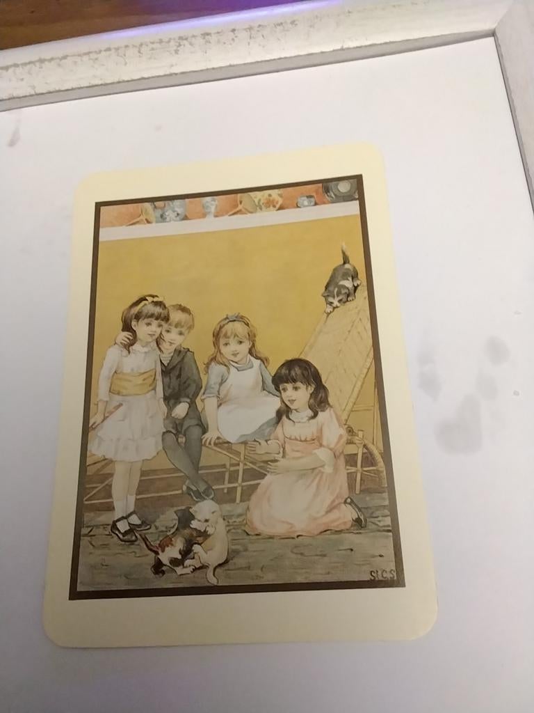 KINDEREN BIJ SPELENDE POESJES, Ophalen of Verzenden, Voor 1920, Kinderen