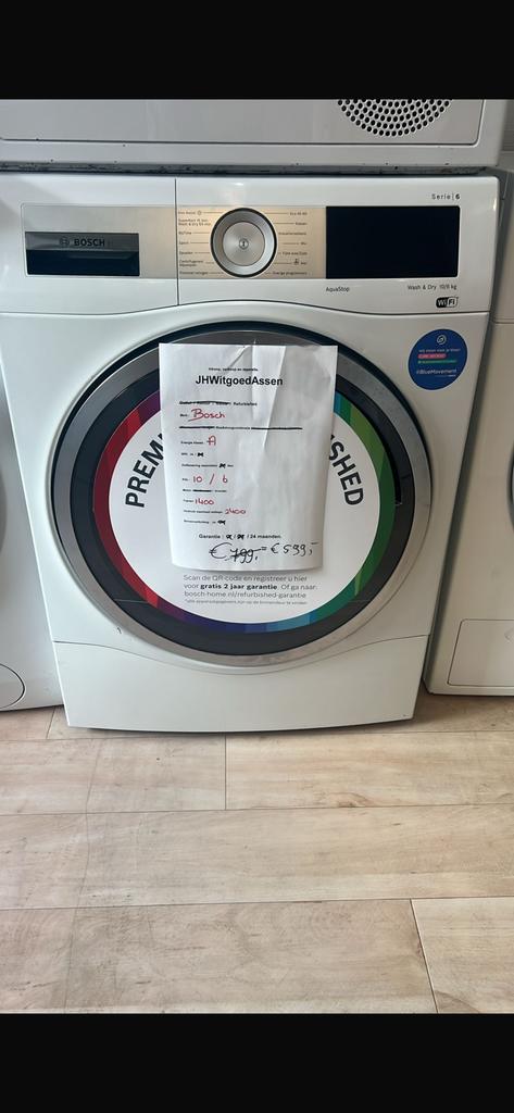 Bosch was/droog combinatie met 🛜. 2 jaar garantie Bosch.., 1200 tot 1600 toeren, Refurbished, Ophalen of Verzenden, Voorlader