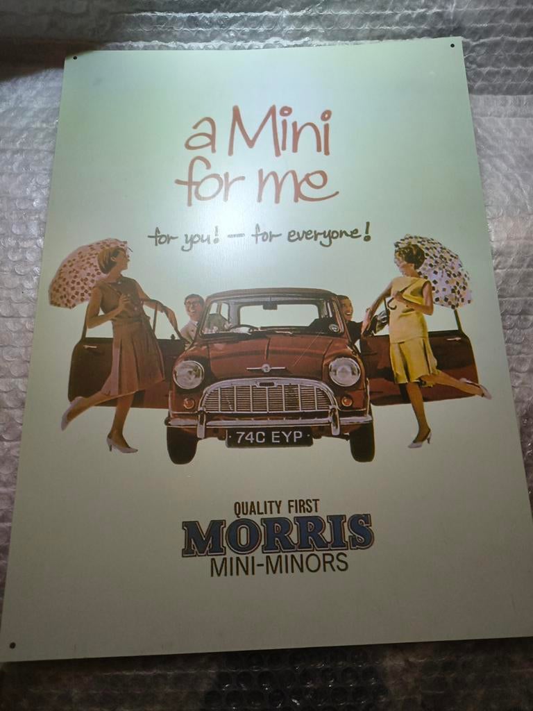 Mini Cooper reclame bord, Verzamelen, Ophalen of Verzenden, Reclamebord