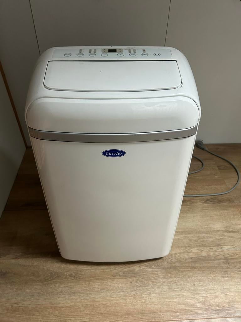 Carrier Mobiele Airco 90-120 m3 met Afstandsbediening, Ophalen, Gebruikt, 3 snelheden of meer, Koelen en Ontvochtigen