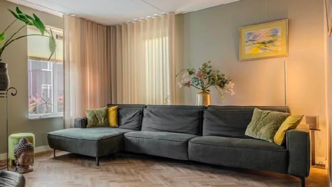 Haveco 4 zits bank met chaise lounge., Ophalen of Verzenden, Zo goed als nieuw, Stof