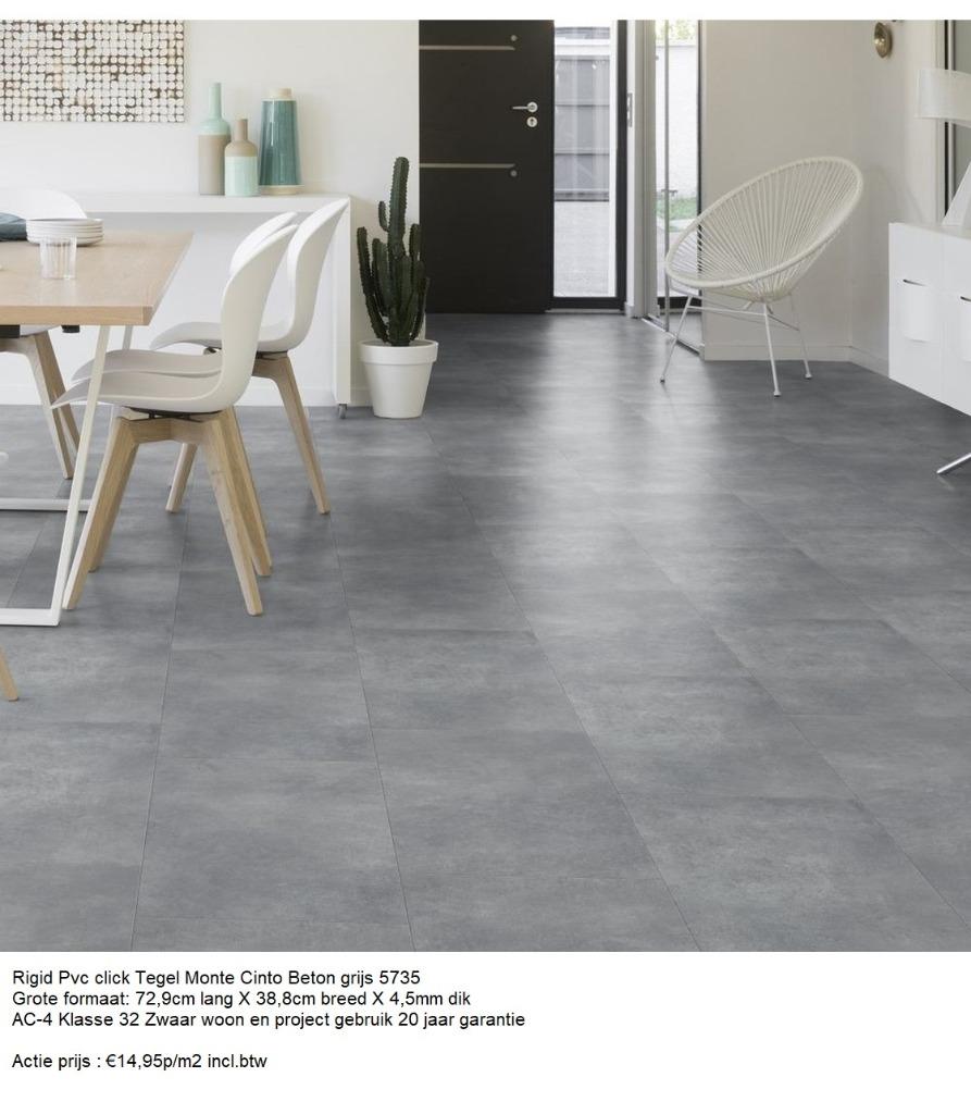 Grote Pvc Click Tegel Laminaat Beton Grijs 5735 € 14,95m²