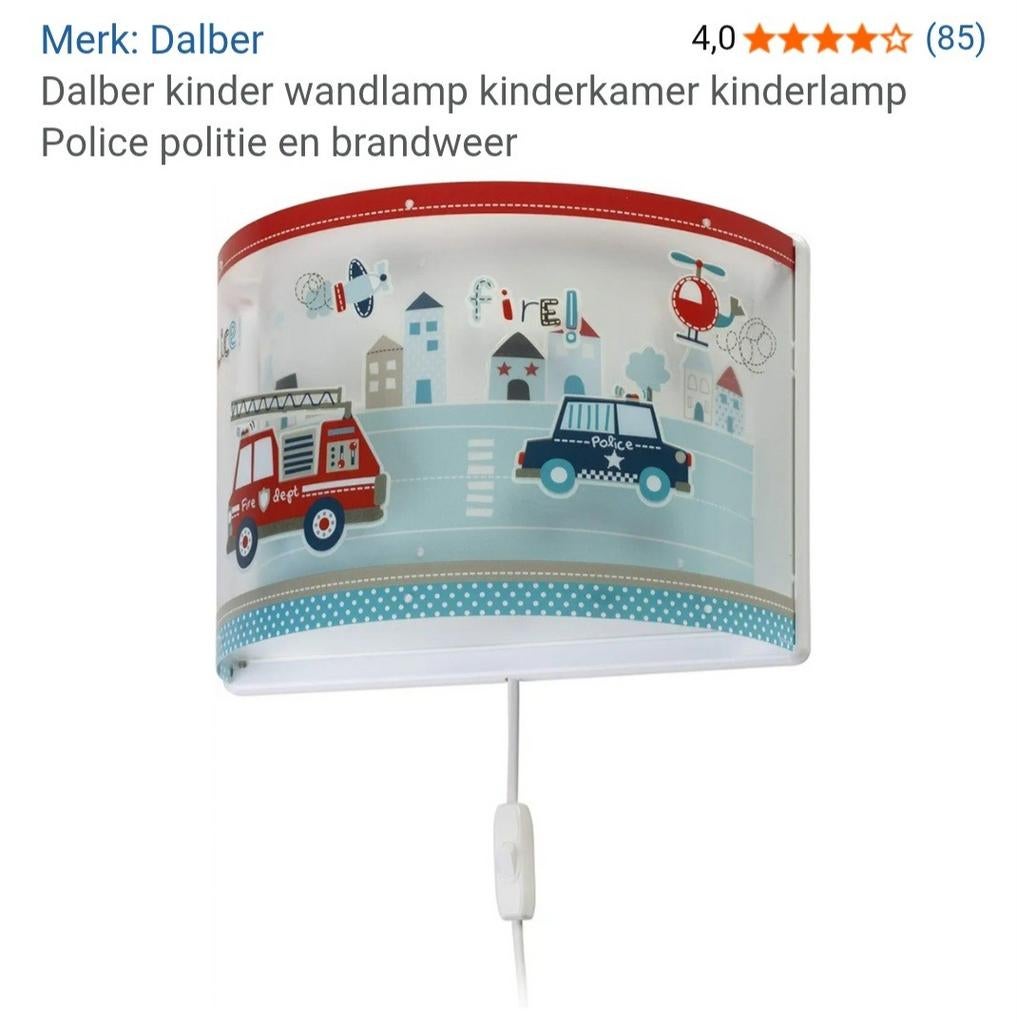 Wandlamp politie en brandweer, Kinderen en Baby's, Kinderkamer | Inrichting en Decoratie, Ophalen of Verzenden, Zo goed als nieuw