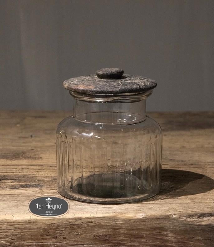 Glazen voorraadpot set van 2 pot deksel glas stoer sober, Ophalen of Verzenden, Nieuw