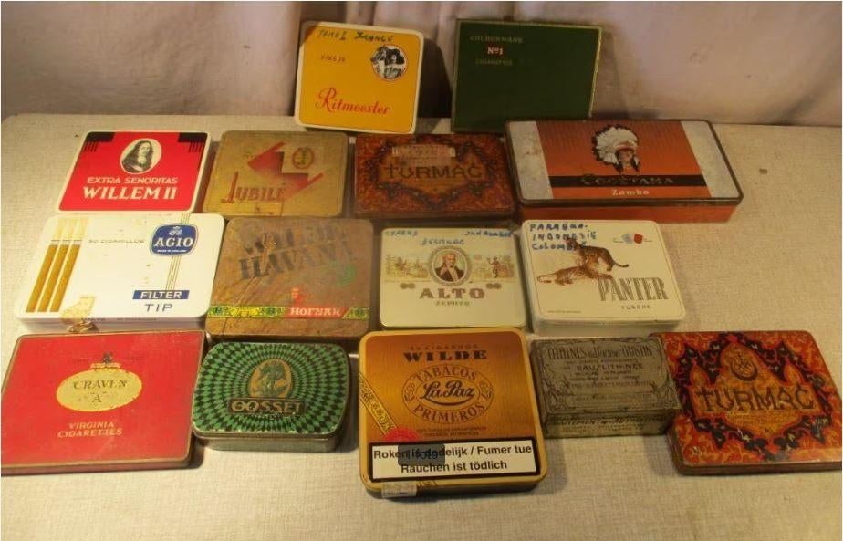 Mooie Partij van oude blikken Sigarendoosjes, Ophalen of Verzenden, Zo goed als nieuw, Overige typen