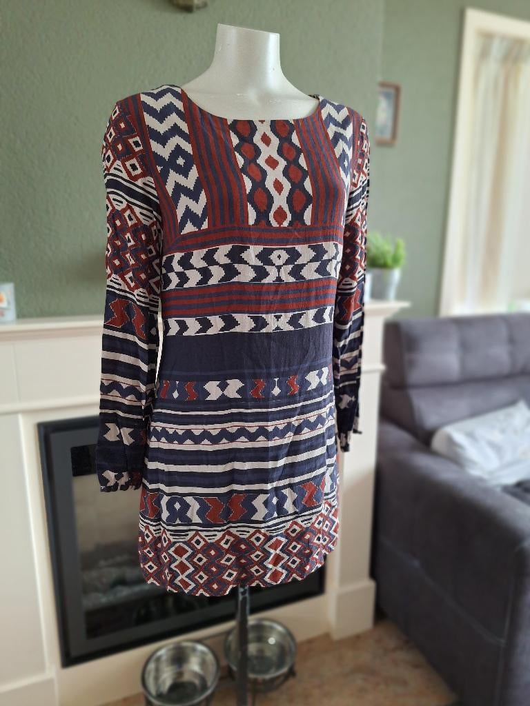 Desigual blauw rood crème jurk 40 M, Kleding | Dames, Maat 38/40 (M), Overige kleuren, Verzenden, Desigual