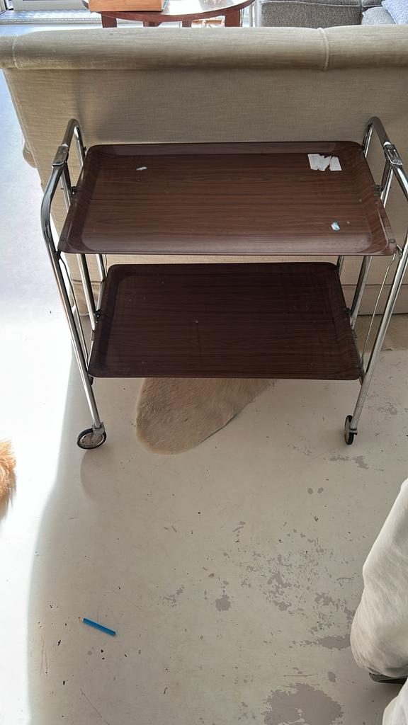 Inklapbare Vintage Design Trolley Jaren '70 - Chroom/Hout, Antiek en Kunst, Kunst | Designobjecten, Ophalen