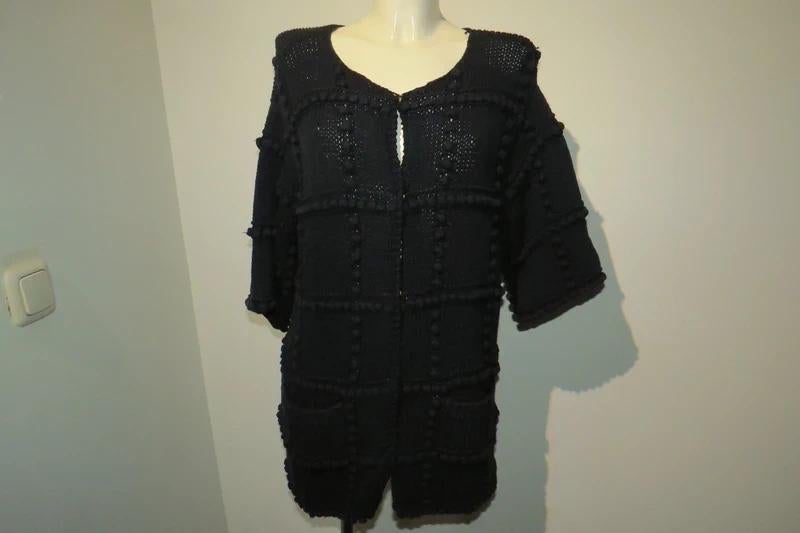 Ganni grof gebreid vest sier werk bolletjes op de stof L, Verzenden, Zwart, Ganni, Maat 42/44 (L)