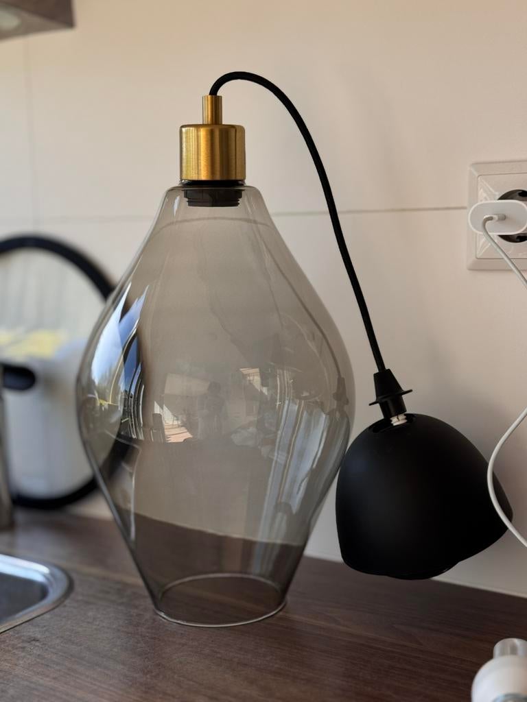 2x glazen hanglamp IKEA, Ophalen of Verzenden, Zo goed als nieuw, Minder dan 50 cm
