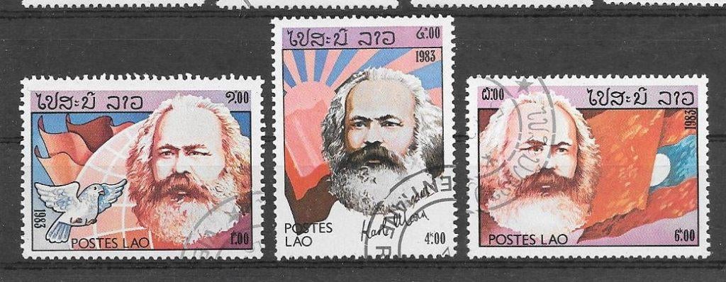 Laos 1983  Karl Marx, Verzenden, Gestempeld, Zuidoost-Azië