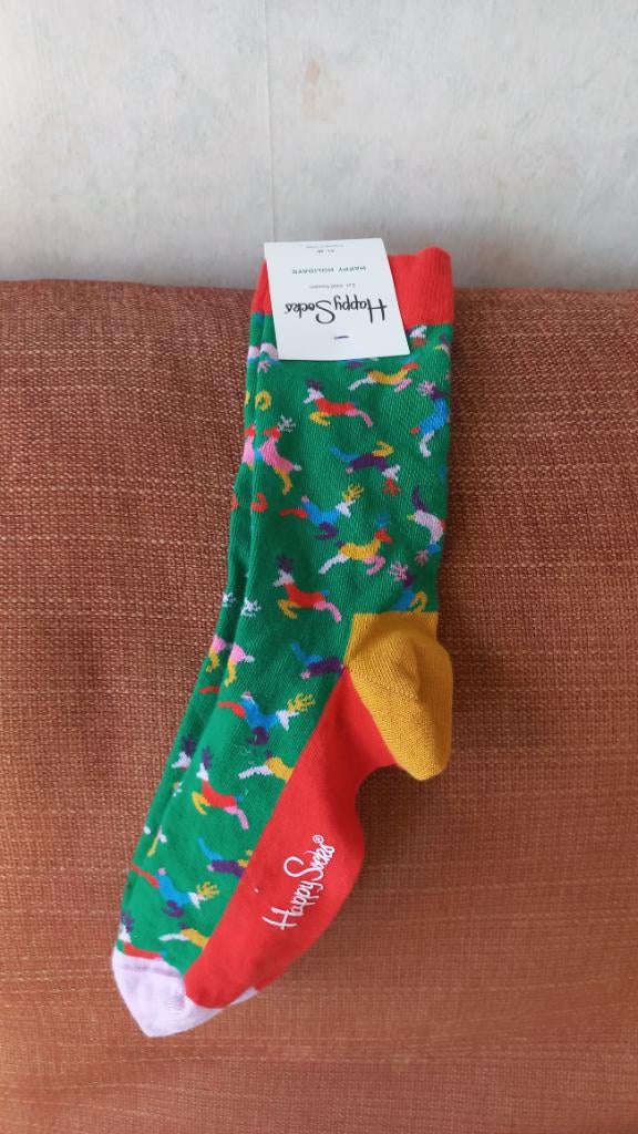 Happy Socks kleurrijke rendieren kerst, Overige kleuren, Ophalen of Verzenden, Happy Socks, Nieuw
