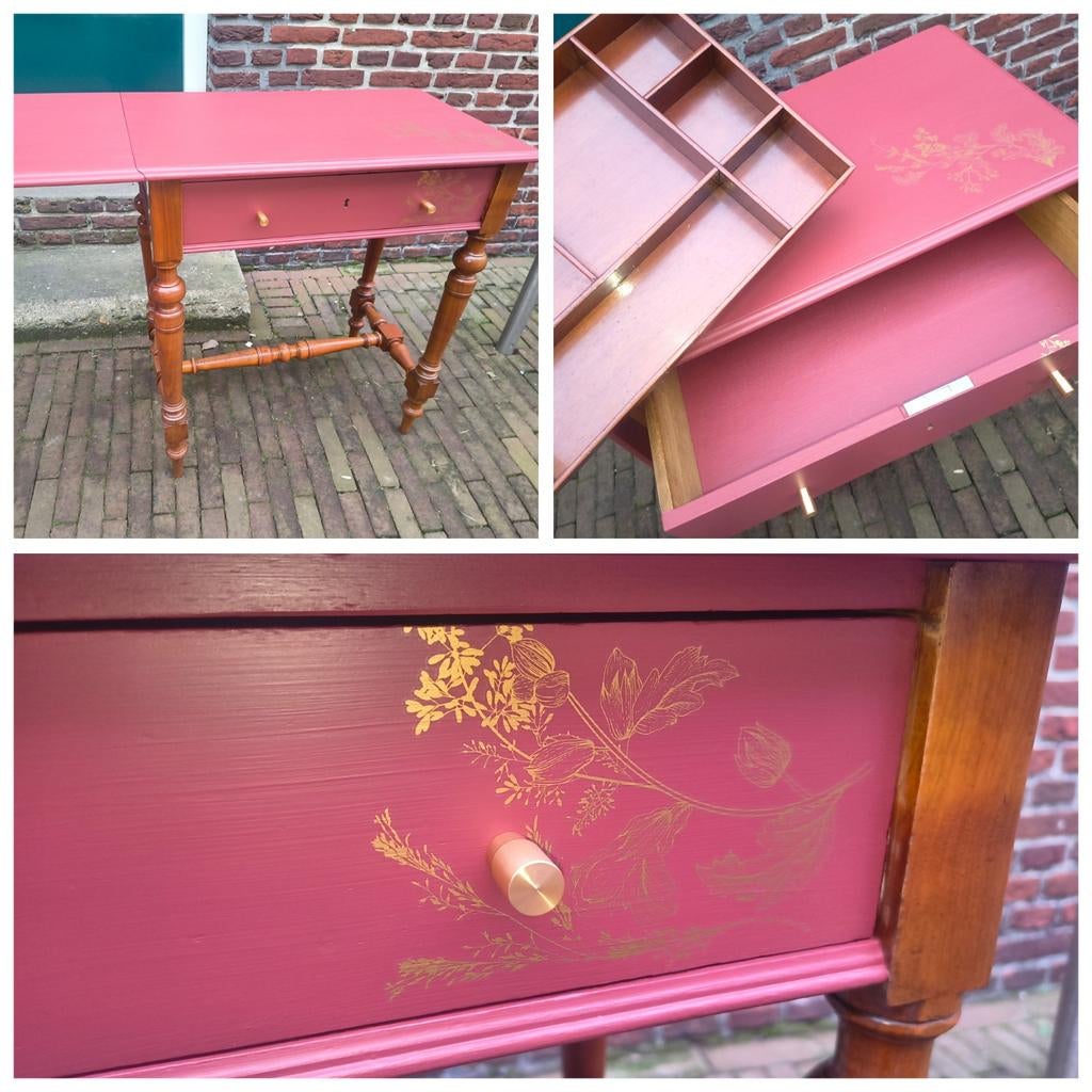 Prachtige bijzettafel met unieke elementen, Ophalen, Zo goed als nieuw, Rechthoekig, Minder dan 55 cm
