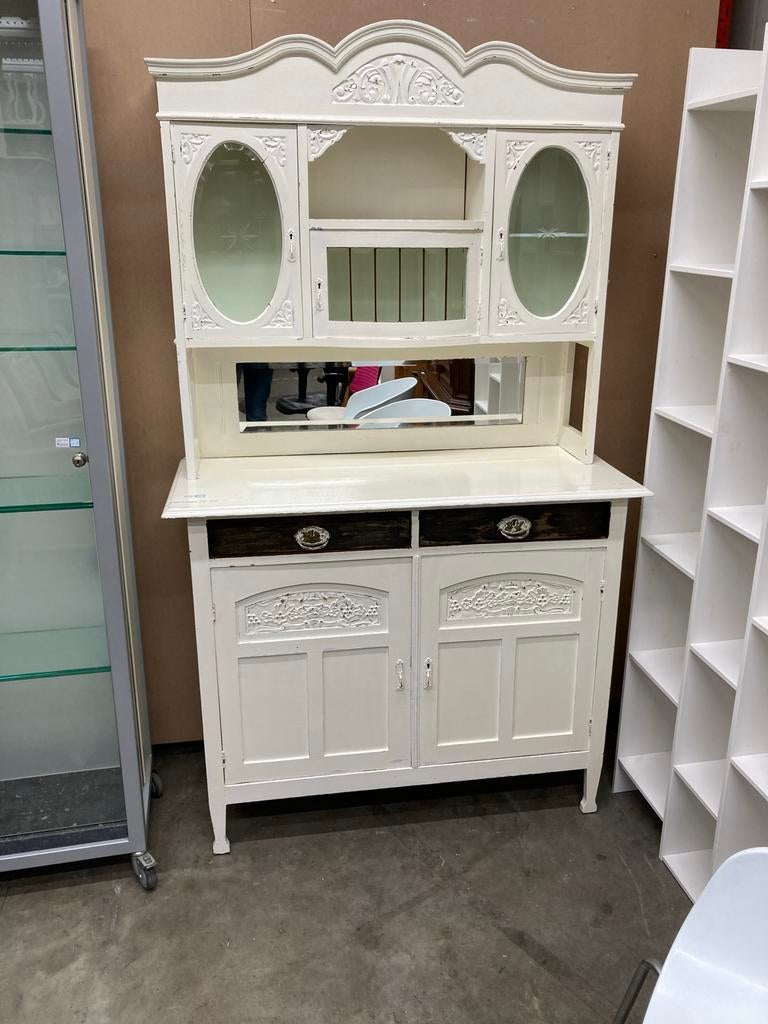 Gepimpte buffetkast met geslepen glas, Gebruikt, 100 tot 150 cm, W, Ophalen of Verzenden