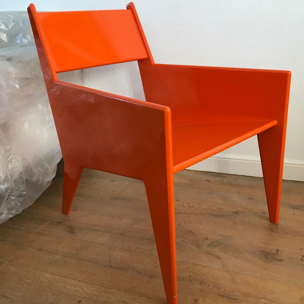 Fauteuil stoel design oranje modern, 75 tot 100 cm, Ophalen of Verzenden, Nvt, Nvt