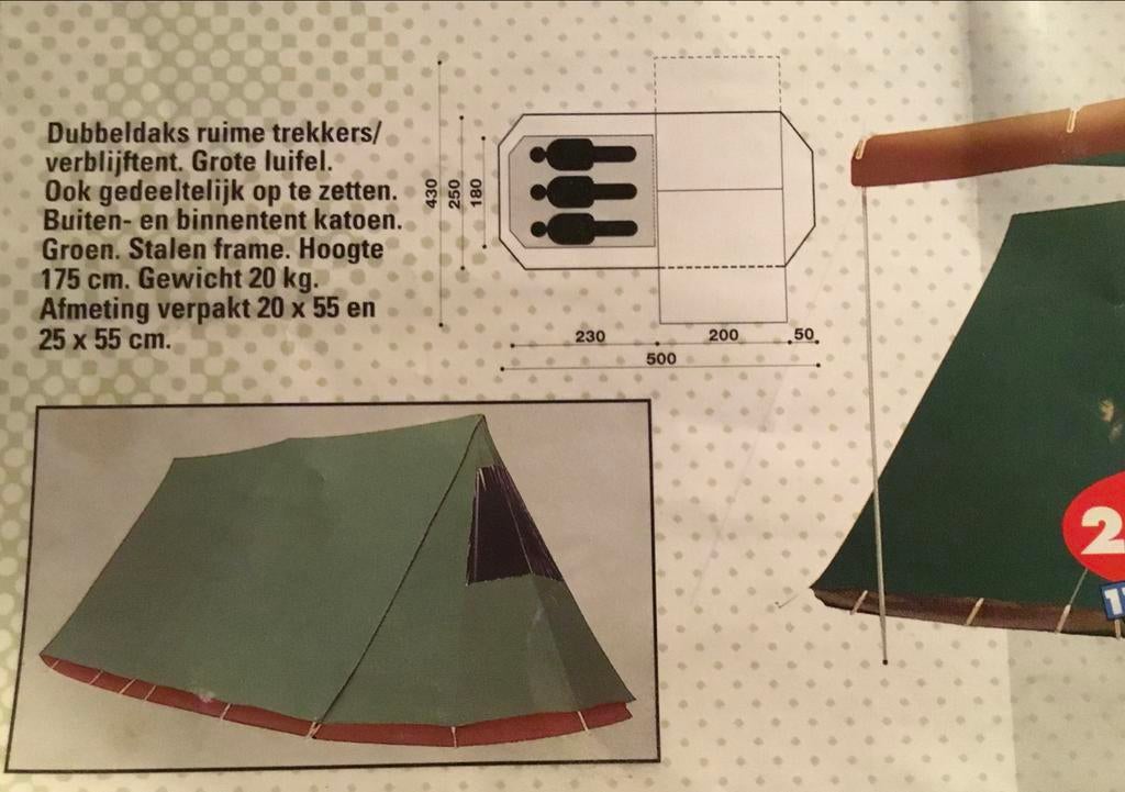 Valk 3 Personen Tent, Caravans en Kamperen, Tenten, Ophalen, Gebruikt, Tot en met 3