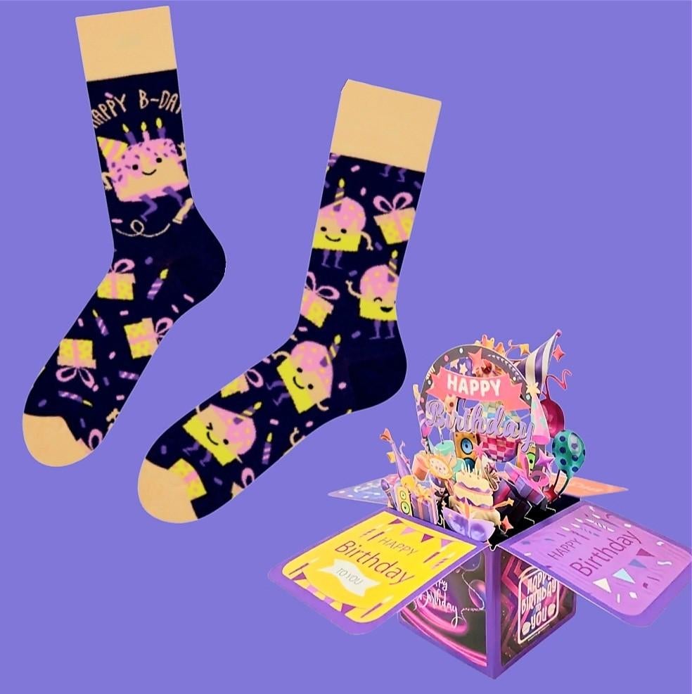 HAPPY BIRTHDAY SOKKEN + POP UP VERJAARDAGS KAART, Ophalen of Verzenden, Nieuw