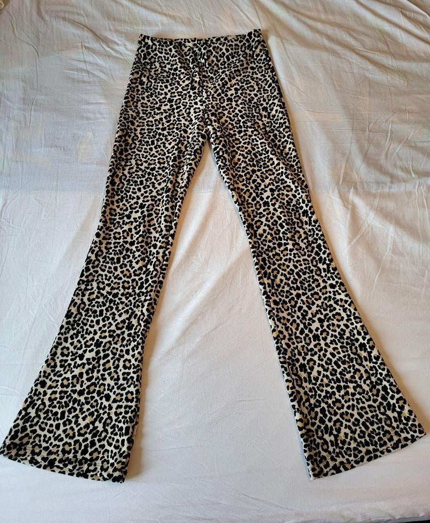 Costes flared broek luipaardprint maat M, Maat 38/40 (M), Bruin, Ophalen of Verzenden, Zo goed als nieuw