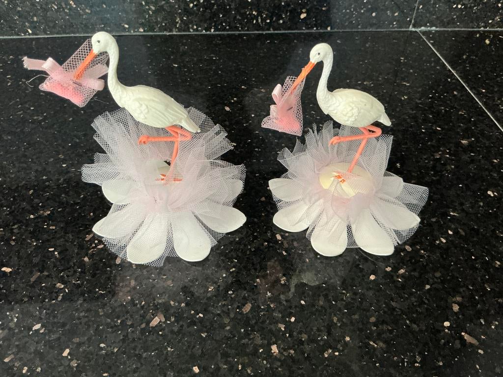 Ooievaar geboorte meisje voor op taart, Ophalen of Verzenden, Zo goed als nieuw