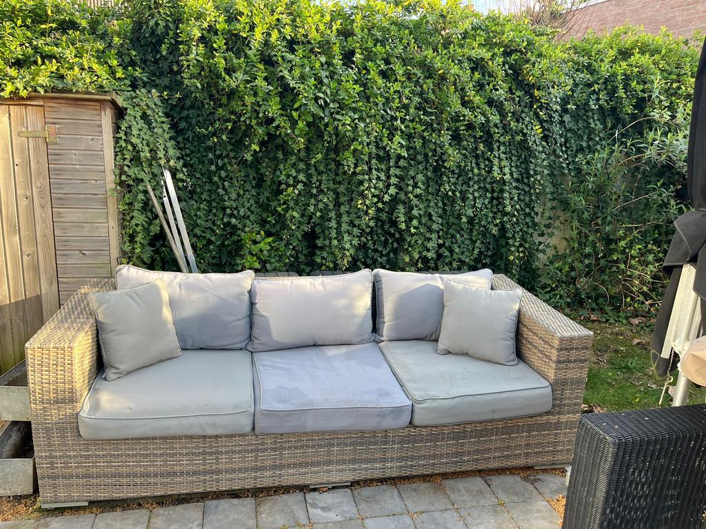 Loungeset met 2 hockers, Ophalen, Gebruikt, 3 zitplaatsen, Loungeset