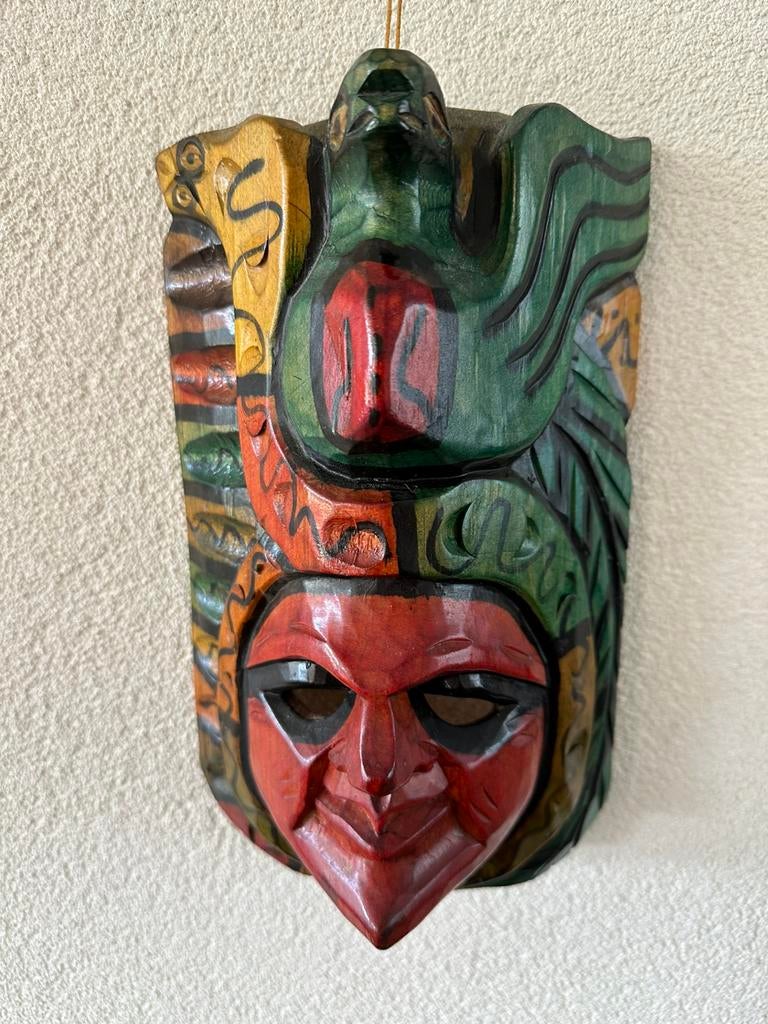 Handgesneden Mexicaans houten masker, Ophalen of Verzenden