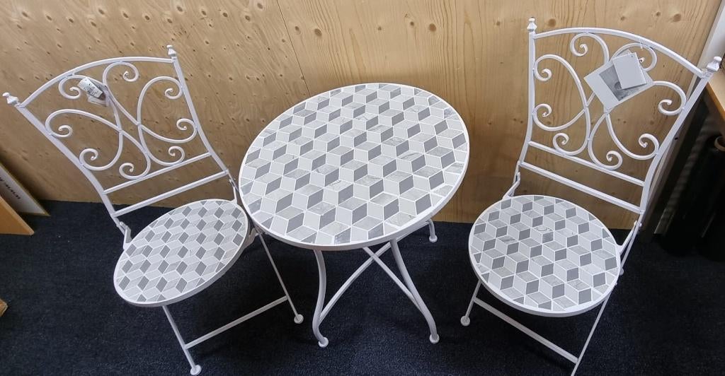 Romantische Franse Bistroset Mozaïek - Brocante Stijl NIEUW, 2 zitplaatsen, Overige materialen, Bijzettafel, Nieuw