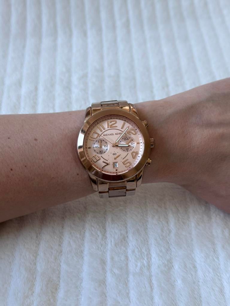 Rosé-gouden Michael Kors dameshorloge MK-5727, Ophalen of Verzenden, Zo goed als nieuw