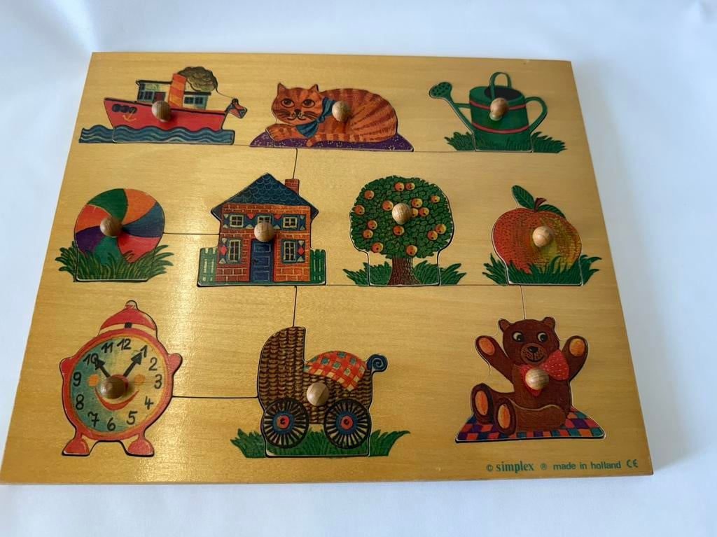 Simplex puzzel nopjespuzzel houten nopjes, Gebruikt, 10 tot 50 stukjes, Ophalen of Verzenden, Van hout