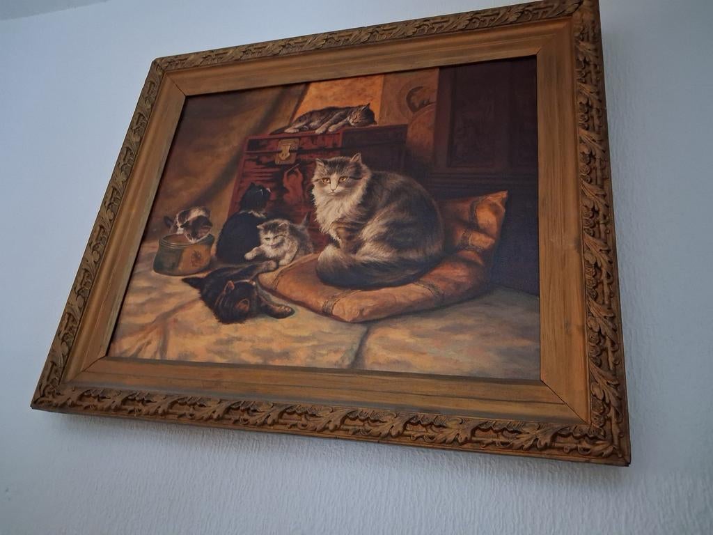 Poezenschilderij Olieverf op doek, Ophalen