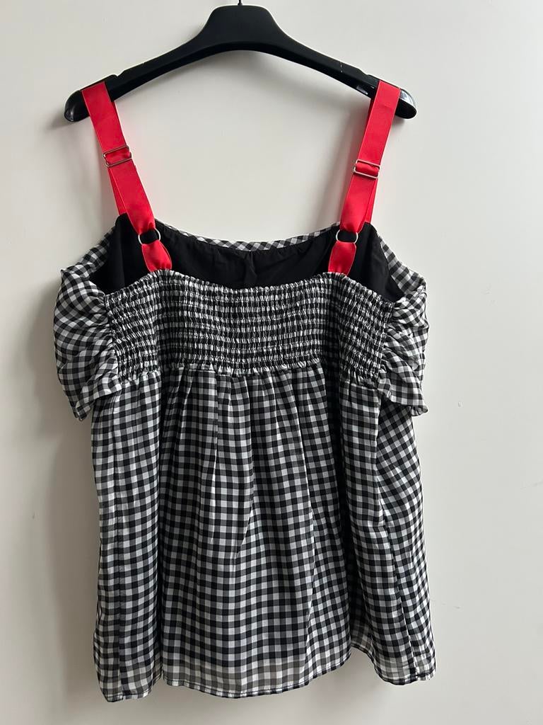 DENNY ROSE top zwart/wit ruitje mt 34, 40 en 42, Italie, -, Verzenden, Nieuw