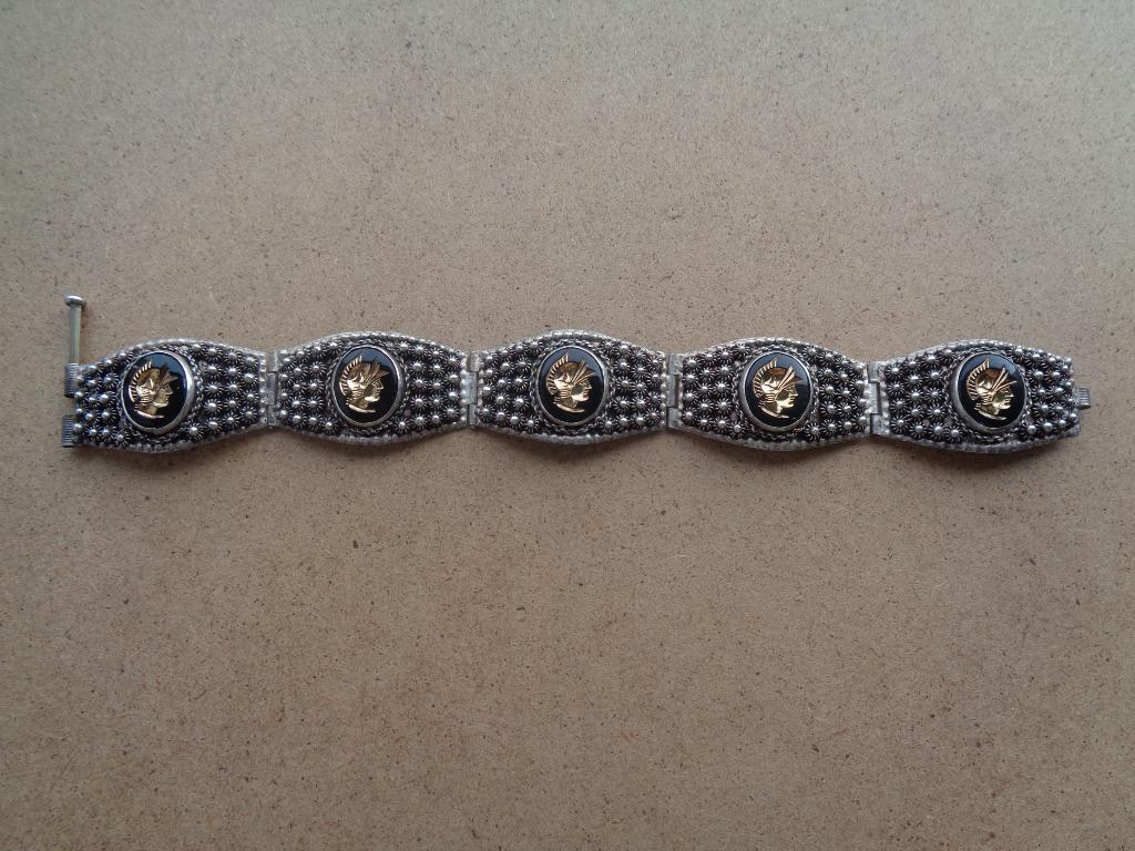 zilveren vintage armband met pinslot [857], Verzenden, Zo goed als nieuw, Zilver, Zilver