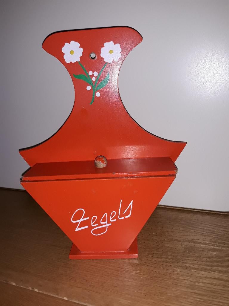 retro - Houten oranje zegeltjes bakje, Ophalen of Verzenden, Huis en Inrichting