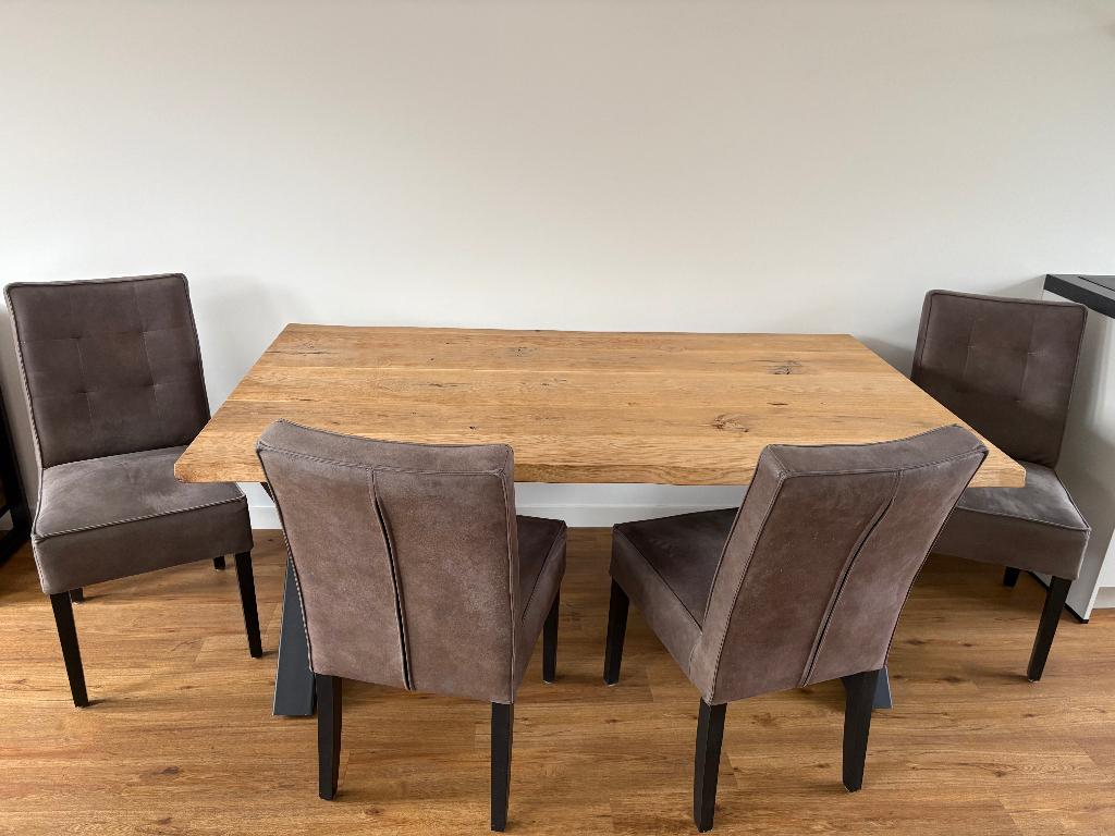 eiken houten eettafel, Ophalen, Gebruikt, 100 tot 150 cm, Eikenhout