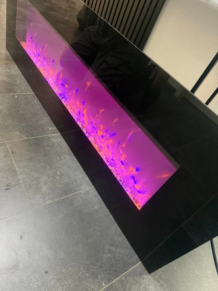 Electrisch verwarmde sfeerhaard met glazen front, Ophalen, Gebruikt, Vrijstaande haard, Elektrische haard