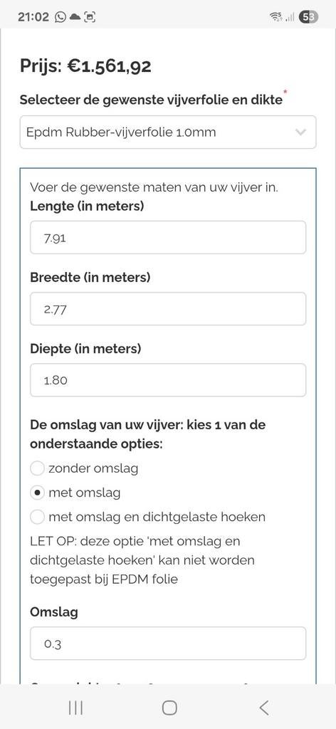 Nieuwe 3D vijverzak !!! 7.91 x 2.77 x 1.80 x 0.47, Ophalen, 3853JR, Nieuw, Aquafactory