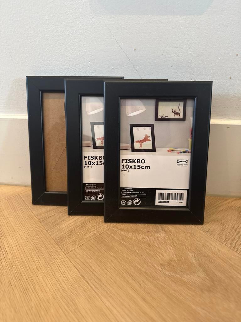 3x IKEA FISKBO fotolijst 10x15 cm zwart, Ophalen of Verzenden, Gebruikt, Kunststof, Minder dan 50 cm