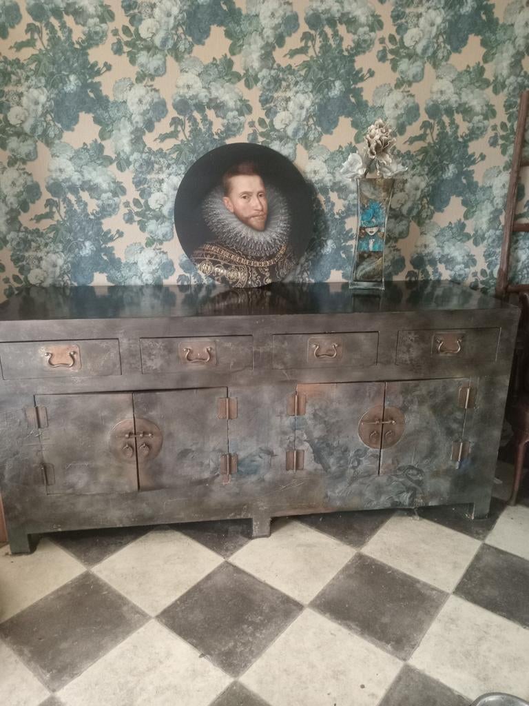 Unieke Chinese dressoir/kast met lades en deuren, Huis en Inrichting, Kasten | Dressoirs, Overige houtsoorten, Gebruikt, Oosters, Aziatisch, Klassiek