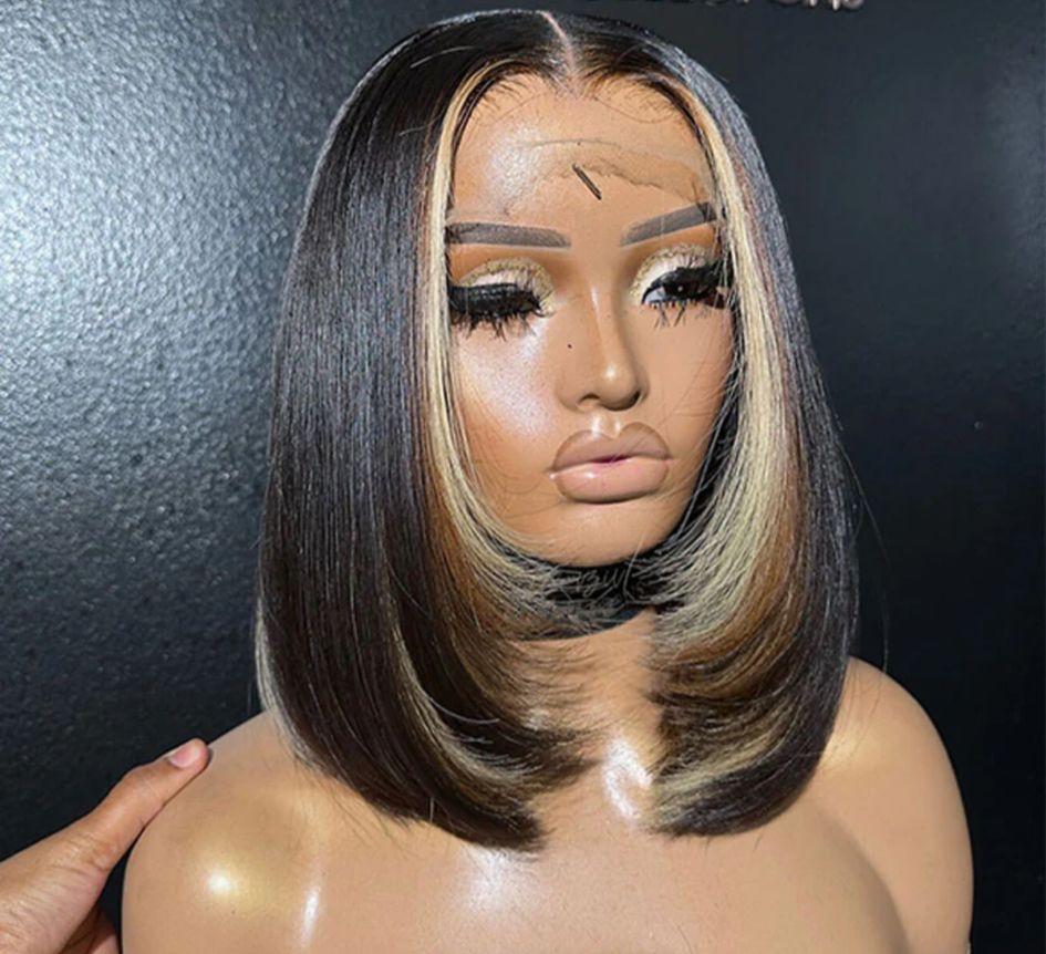 HD 13x4 frontal 14 inch highlight bob pruik, Sieraden, Tassen en Uiterlijk, Uiterlijk | Haarverzorging, Ophalen of Verzenden, Gebruikt