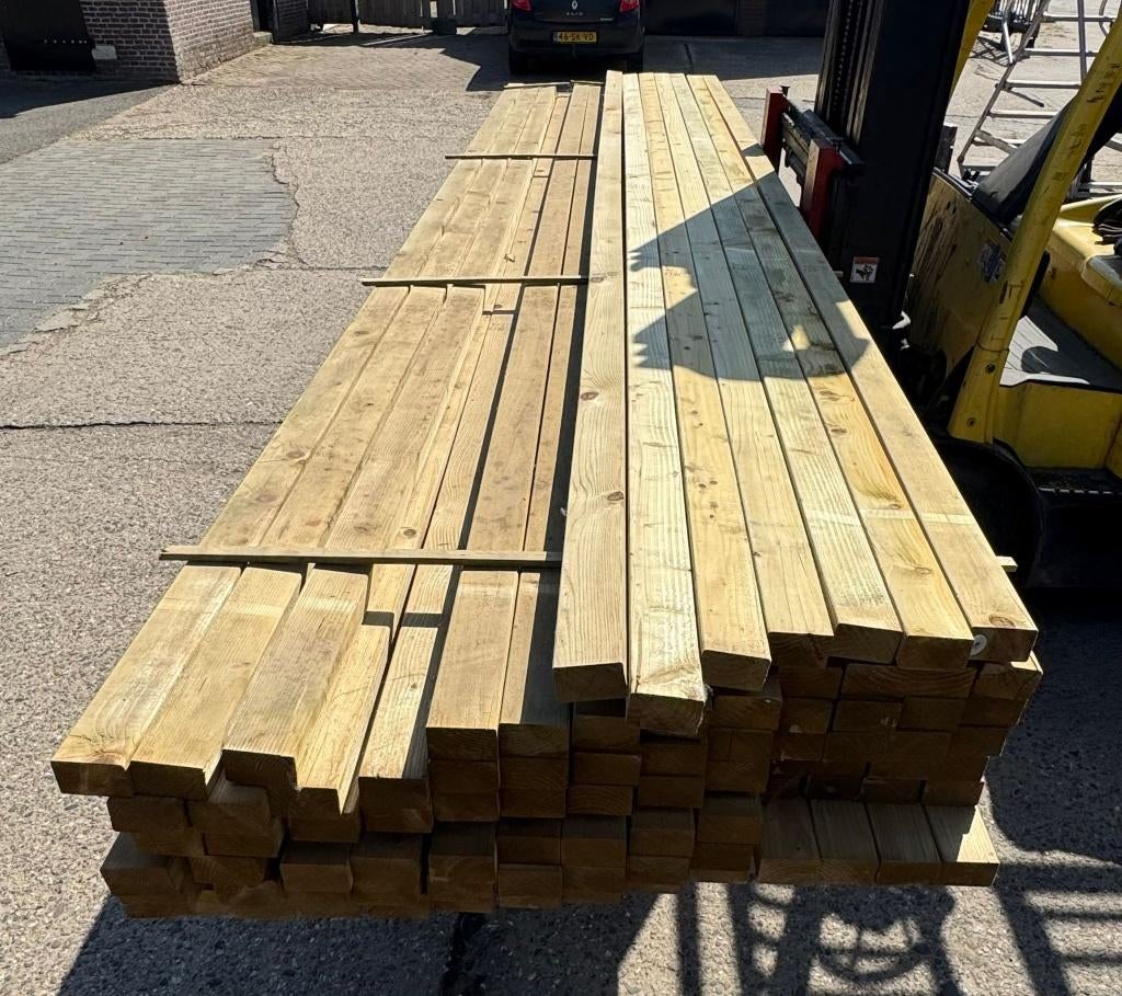 Vuren geimpregneerde regels geschaafd 45x70, Ophalen, Nieuw, 250 cm of meer, Balken