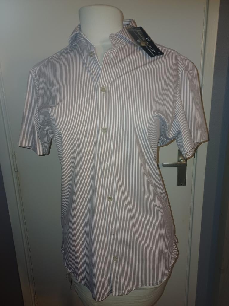 Mi piace travel heren blouse Latte offwhite stripe M, Mi piace travel, Beige, Nieuw, Halswijdte 39/40 (M)