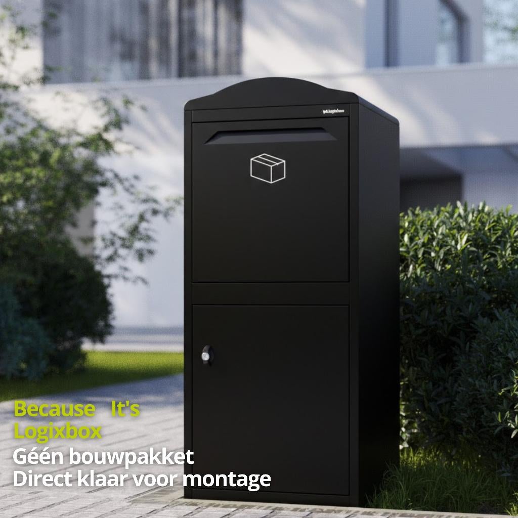 Logixbox - Pakket Brievenbus - zwart, Ophalen of Verzenden, Nieuw, Staal, Staande brievenbus