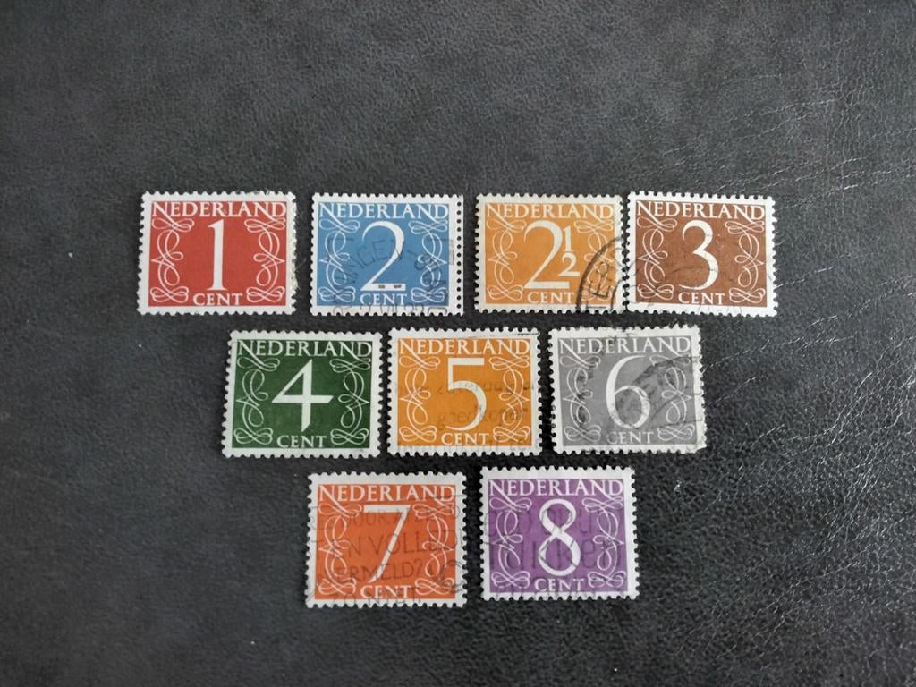 Nederland serie cijfer zegels 1946 - 1957 gestempeld, Verzenden, Na 1940, Gestempeld
