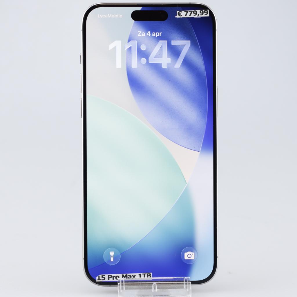 iPhone 15 Pro Max 1TB Natural Titanium, Apple, Zo goed als nieuw, Support@apple.com, One Apple Park Way
Cupertino, CA 95014
United States