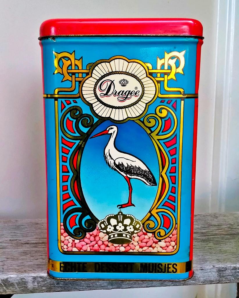 Antiek / Oud Dragee Blik - Blikken Verpakking Echte Muisjes, Ophalen of Verzenden, Zo goed als nieuw, Overige
